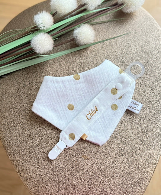 Coffret Naissance Bandana Bavoir + Attache Tétine personnalisée