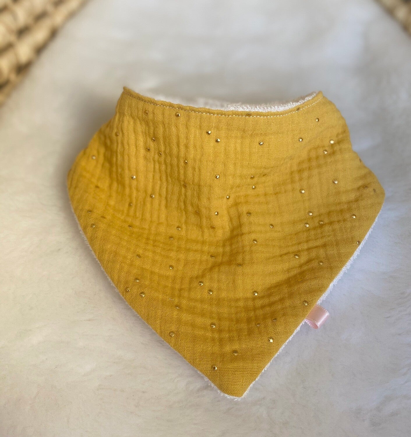 Bavoir Bandana Moutarde gaze de coton