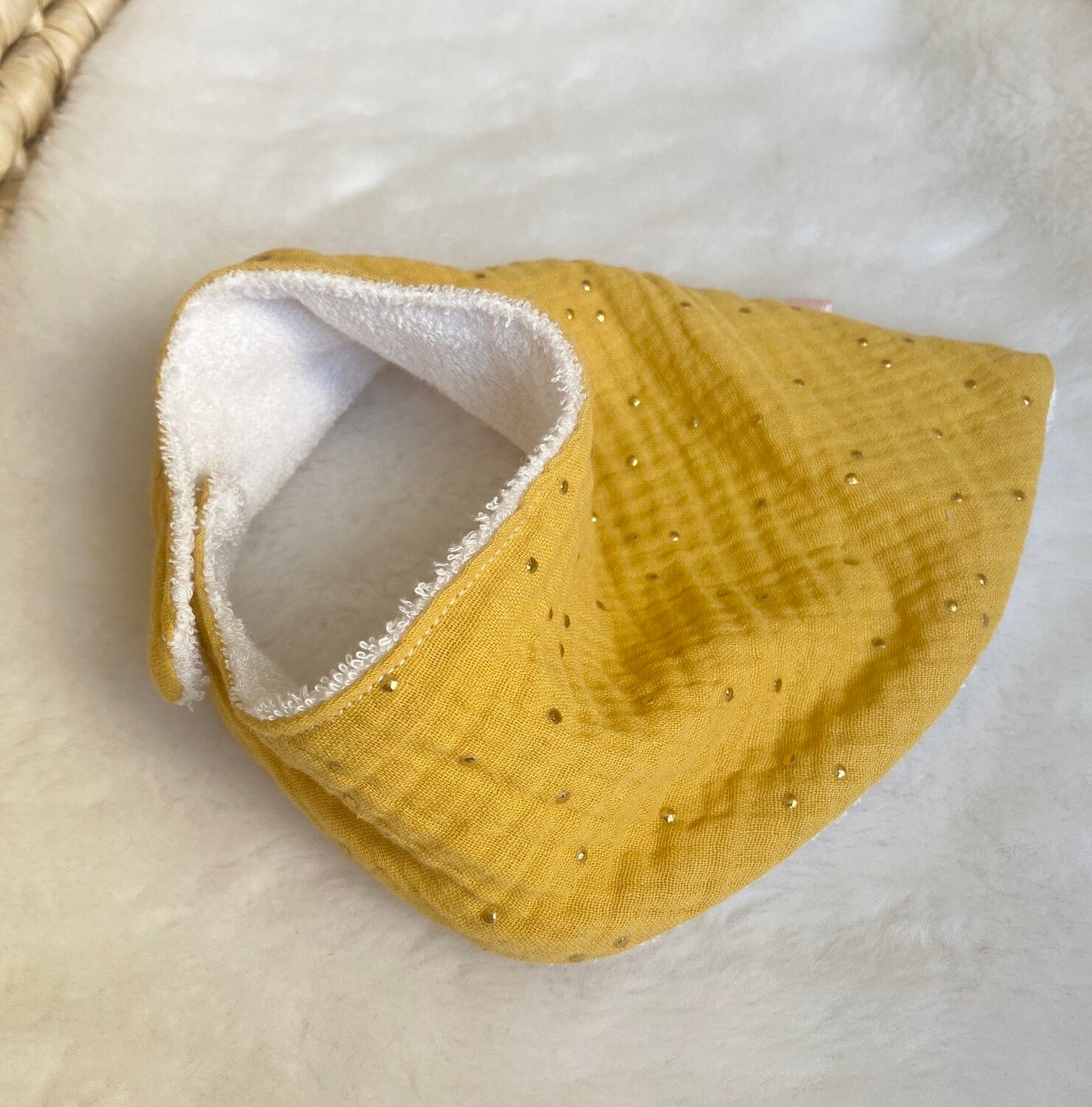 Bavoir Bandana Moutarde gaze de coton
