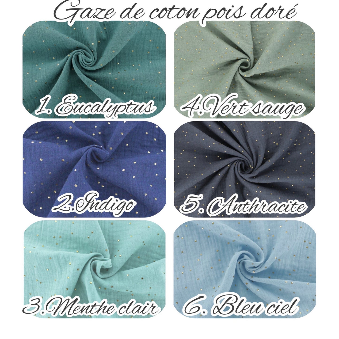 Hochet de dentition Gaze de coton à pois doré 12 coloris