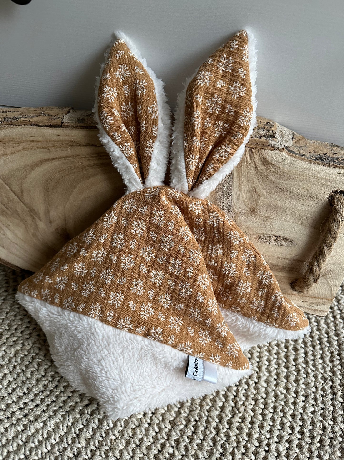 Doudou plat Oreilles lapin Gaze de coton ❤️Nouveautés