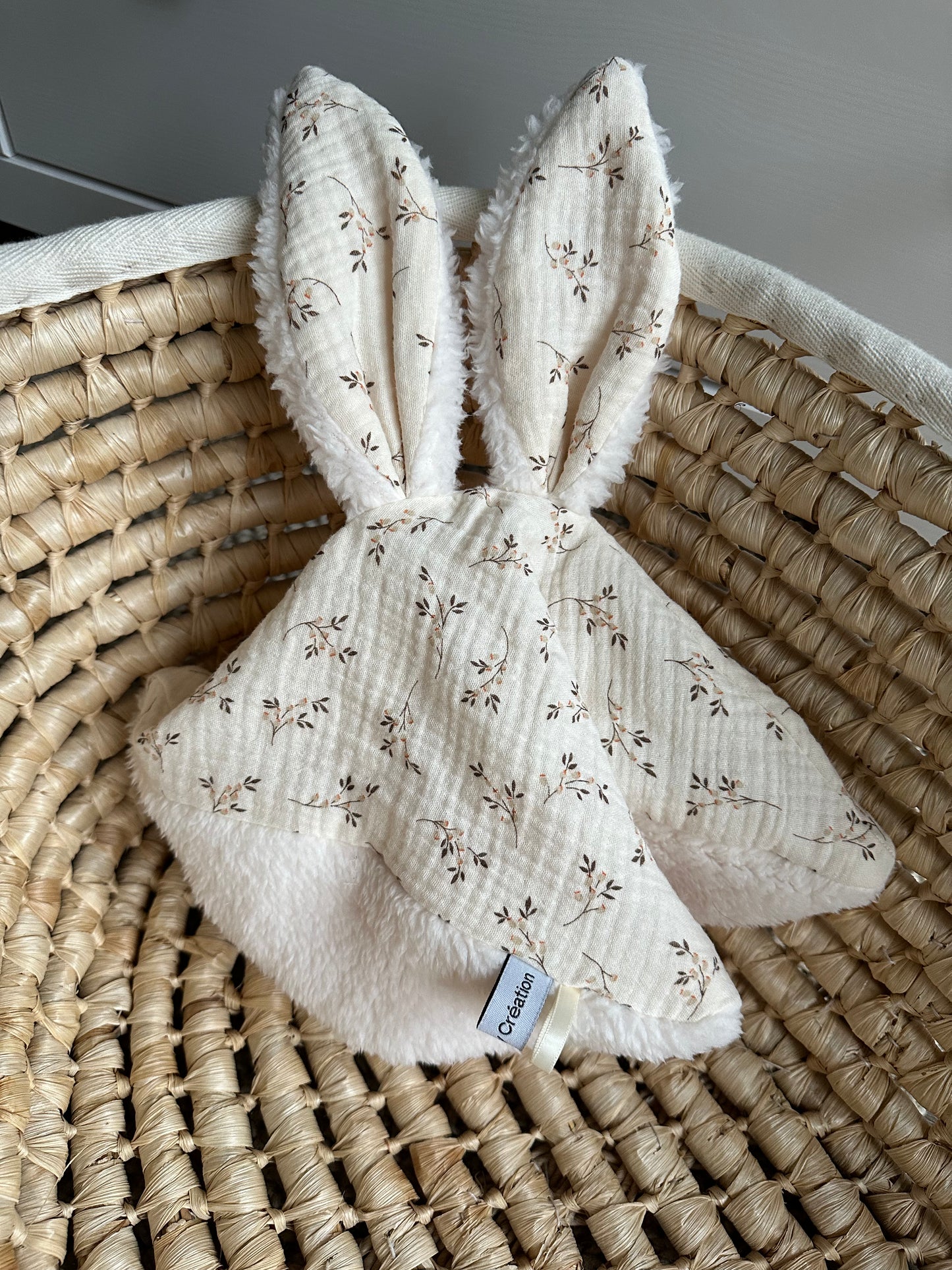 Doudou plat oreilles Lapin en Gaze de coton BIO ❤️Nouveautés