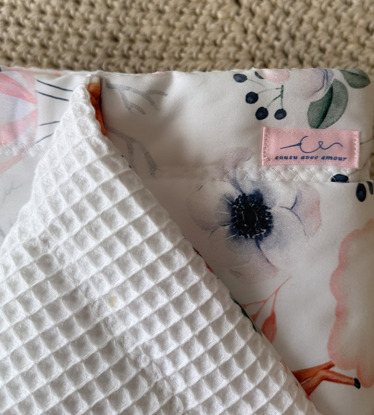 Couverture pour bébé molletonné gaufre bi face *4 coloris
