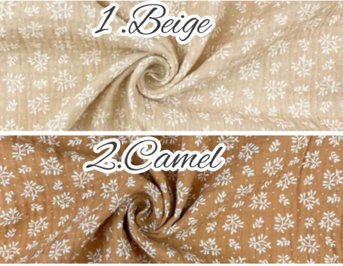 Doudou Plat Oreilles de Lapin - Double Gaze Beige & Camel | Personnalisable