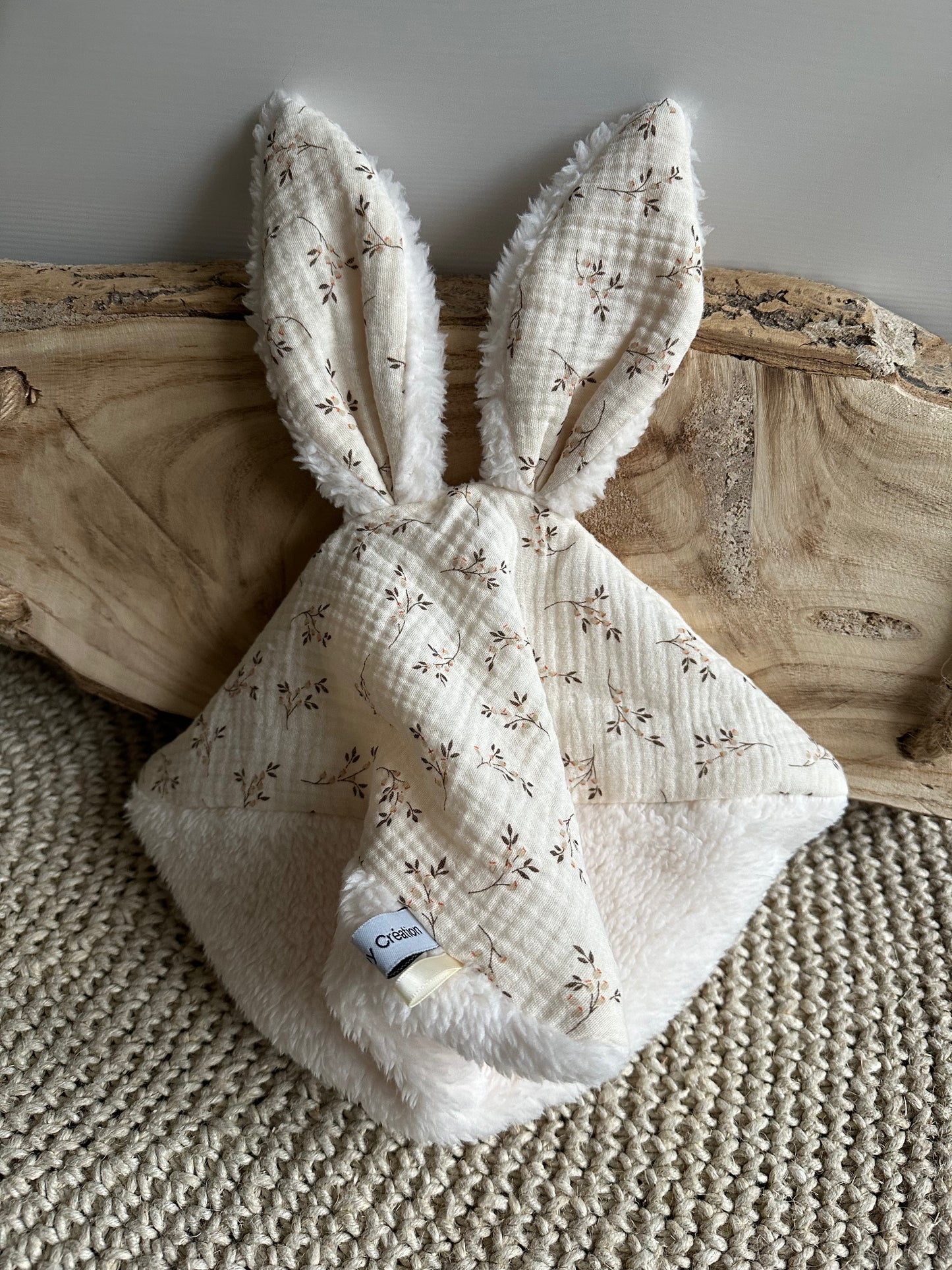 Doudou plat oreilles Lapin en Gaze de coton BIO ❤️Nouveautés