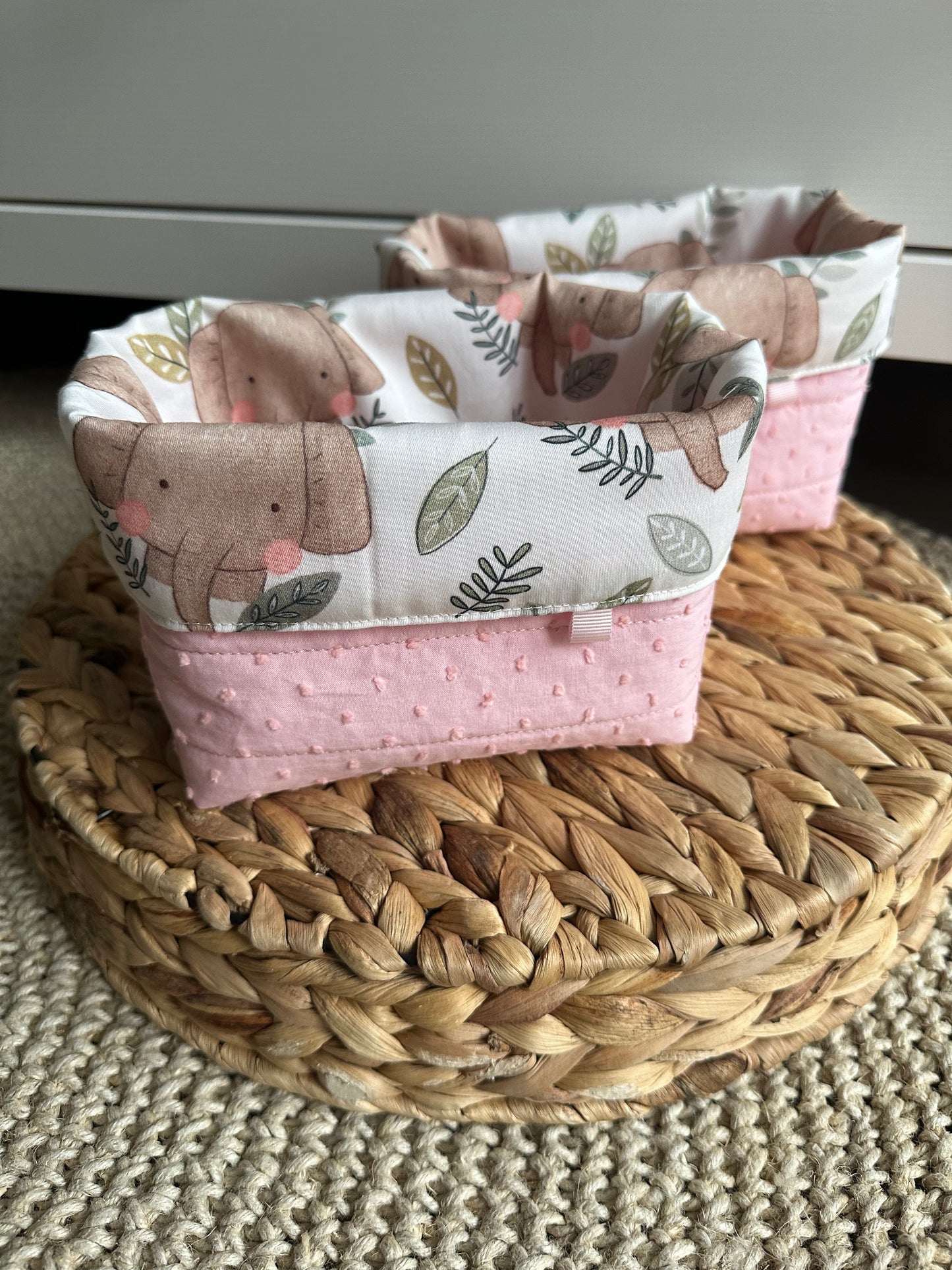 Panier Matelassé réversible éléphants ❤️Nouveauté
