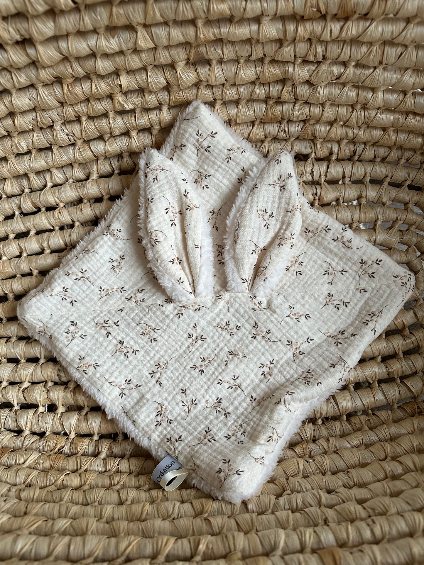 Doudou plat oreilles Lapin en Gaze de coton BIO ❤️Nouveautés