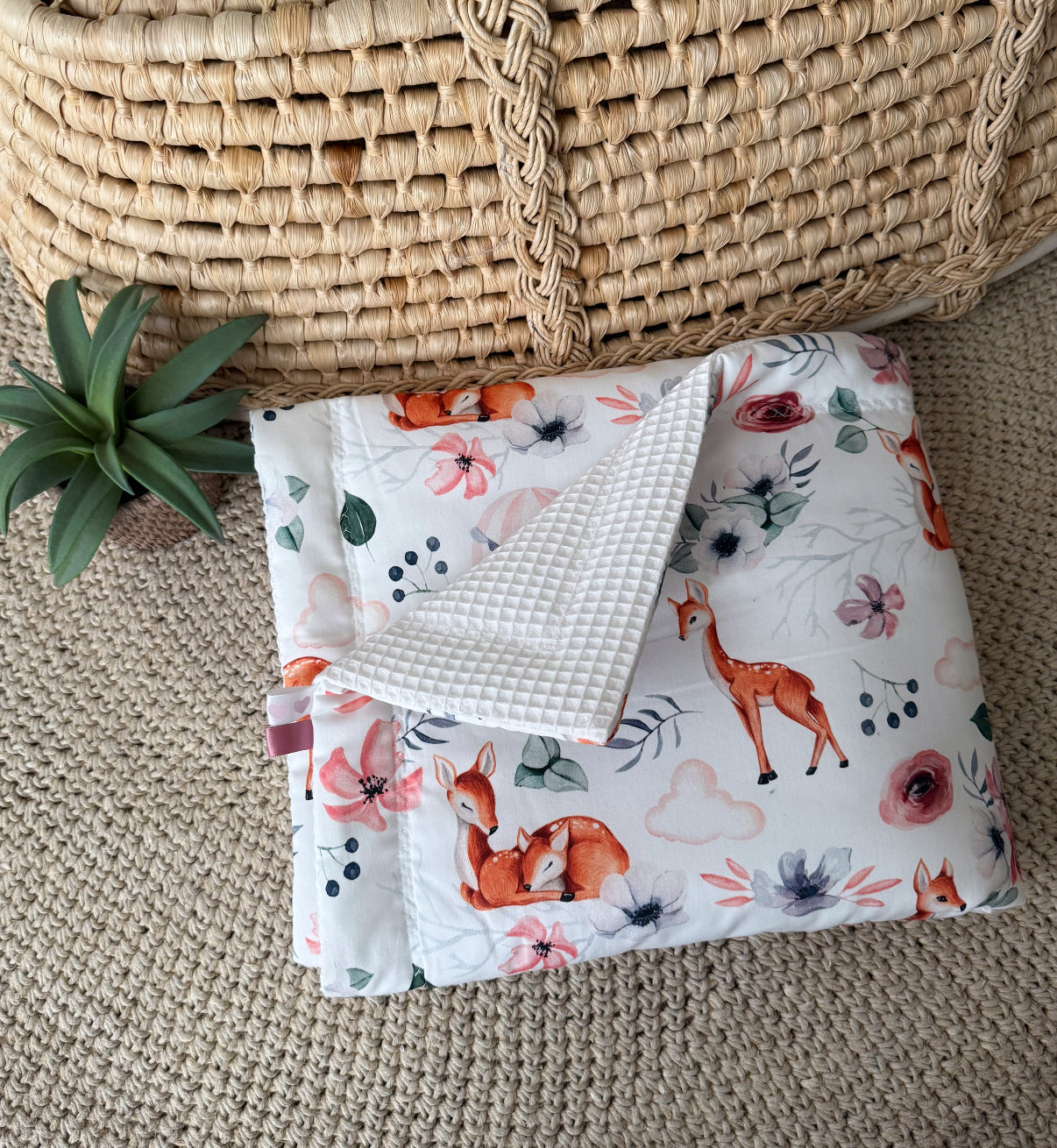 Couverture pour bébé molletonné gaufre bi face *4 coloris