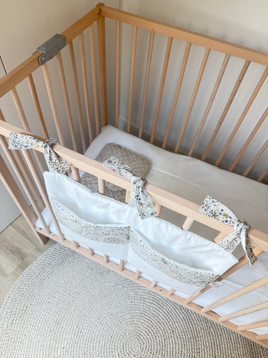 Rangement Lit Bébé 2 Poches - Liberty Adelajda- Organiseur Lit - Fait Main