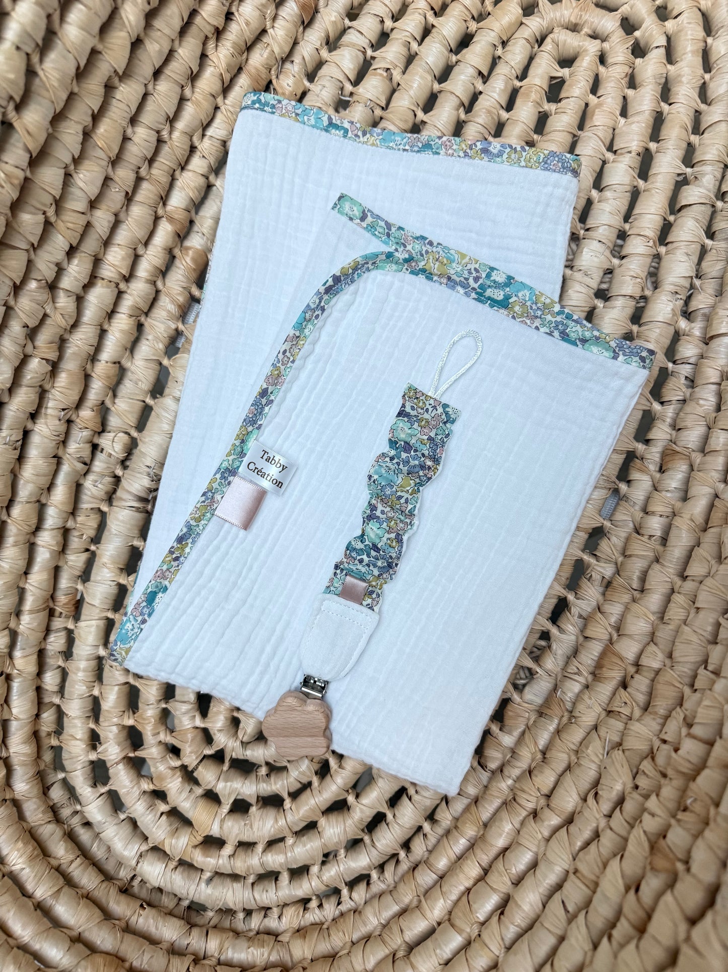 Coffret plaid lange +attache tétine Liberty 🤎Nouveauté
