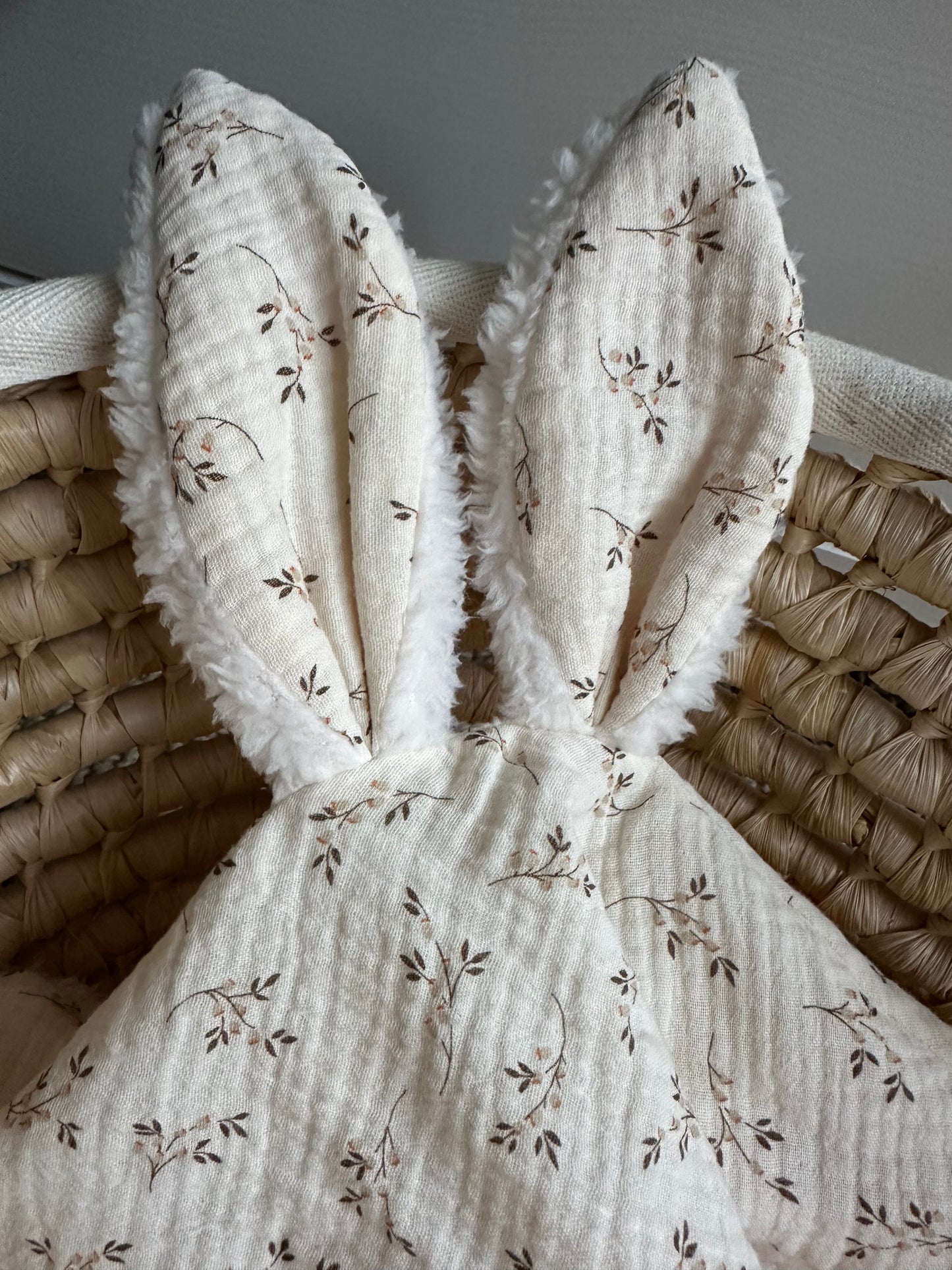 Doudou plat oreilles Lapin en Gaze de coton BIO ❤️Nouveautés