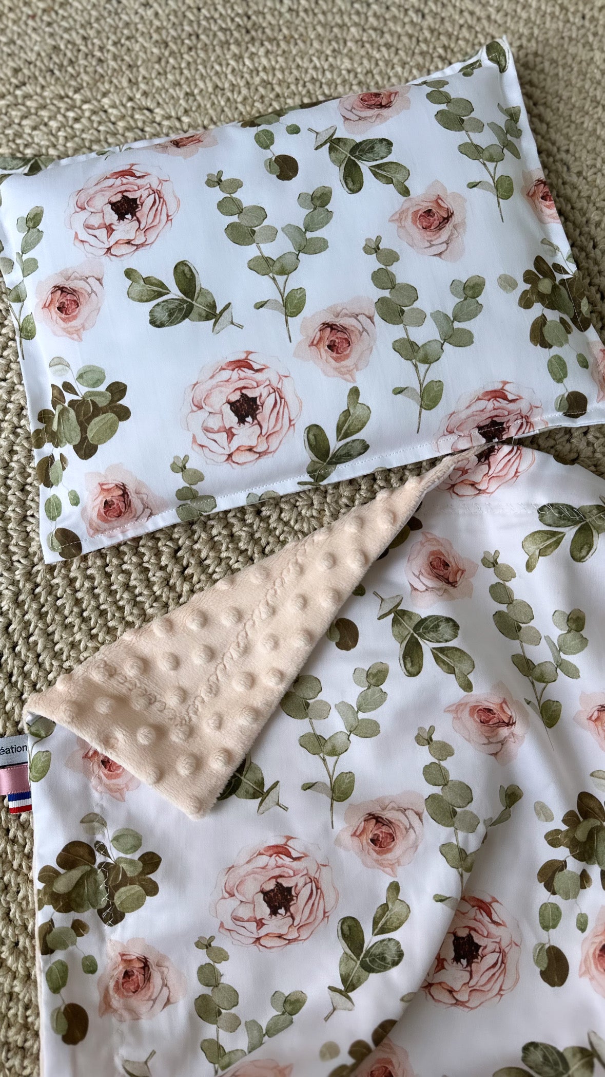 Couverture bi face fleuri ( 4 choix couleurs )
