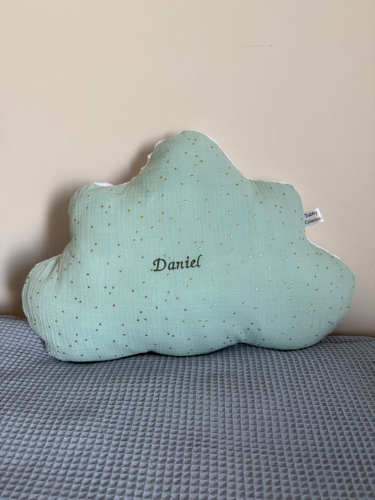 Coussin Nuage Personnalisé - 13 Coloris | Gaze de coton a pois doré