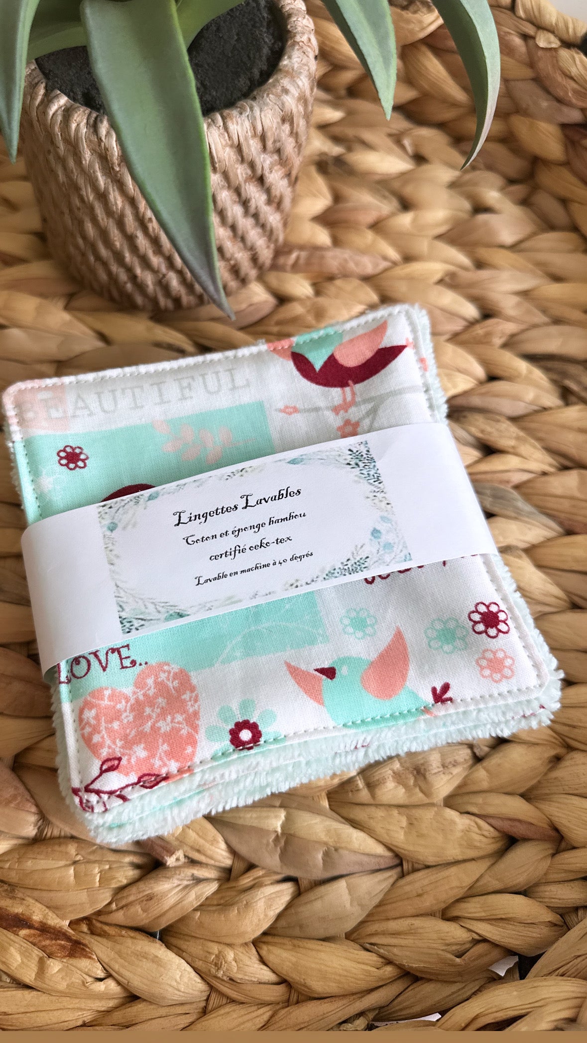 Lot 6 lingettes lavables