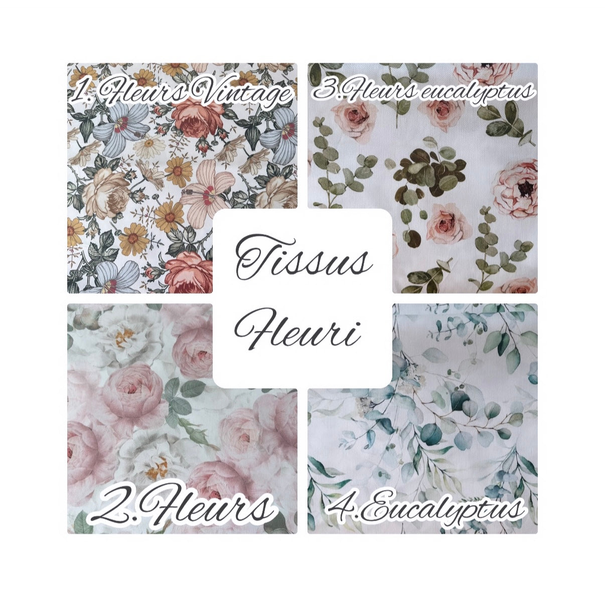 Coussin nuage fleuri bi-face personnalisable *4 choix tissus