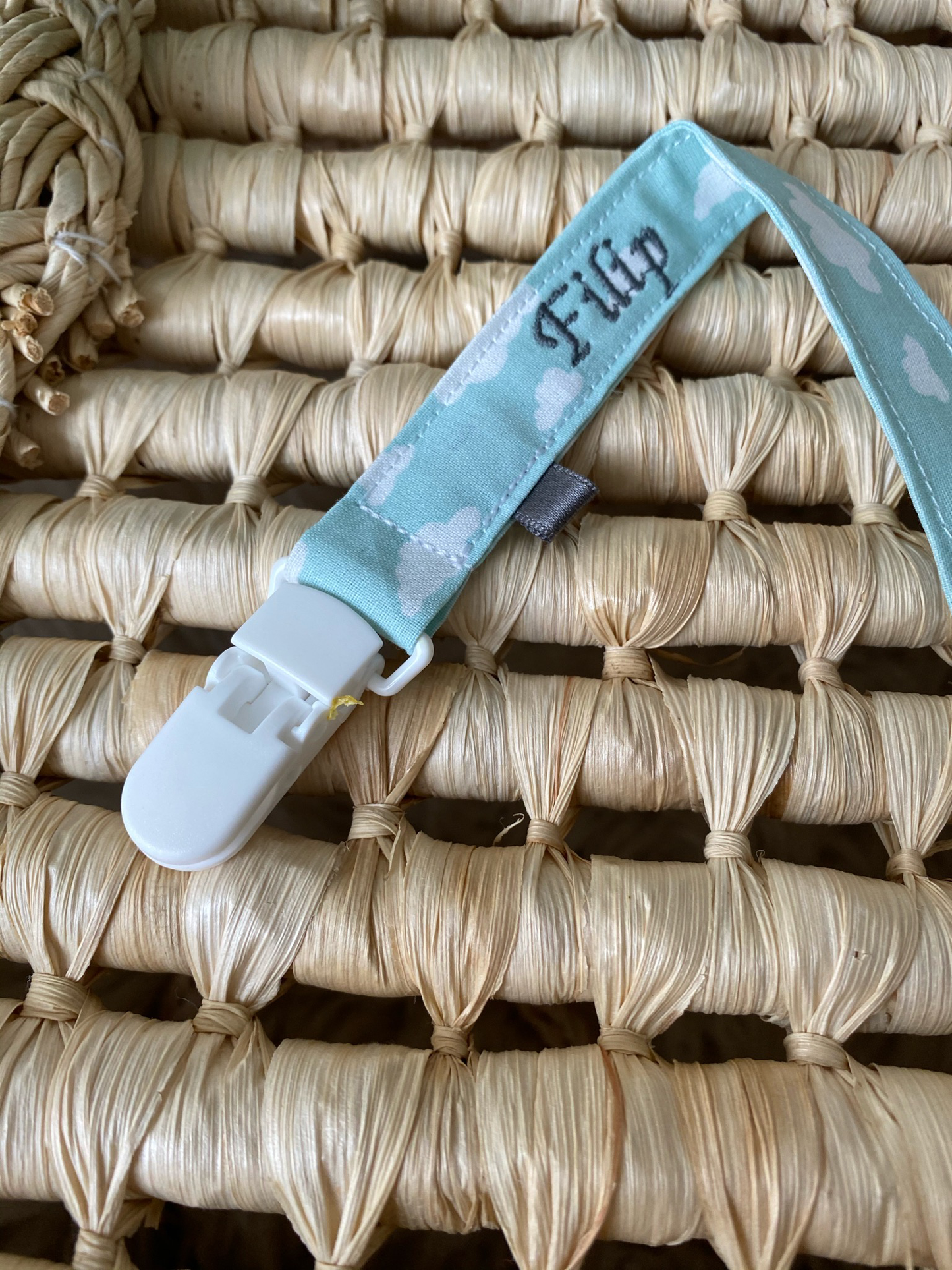 Attache tétine tissu imprimé nuage-3 coloris ⭐️PROMO