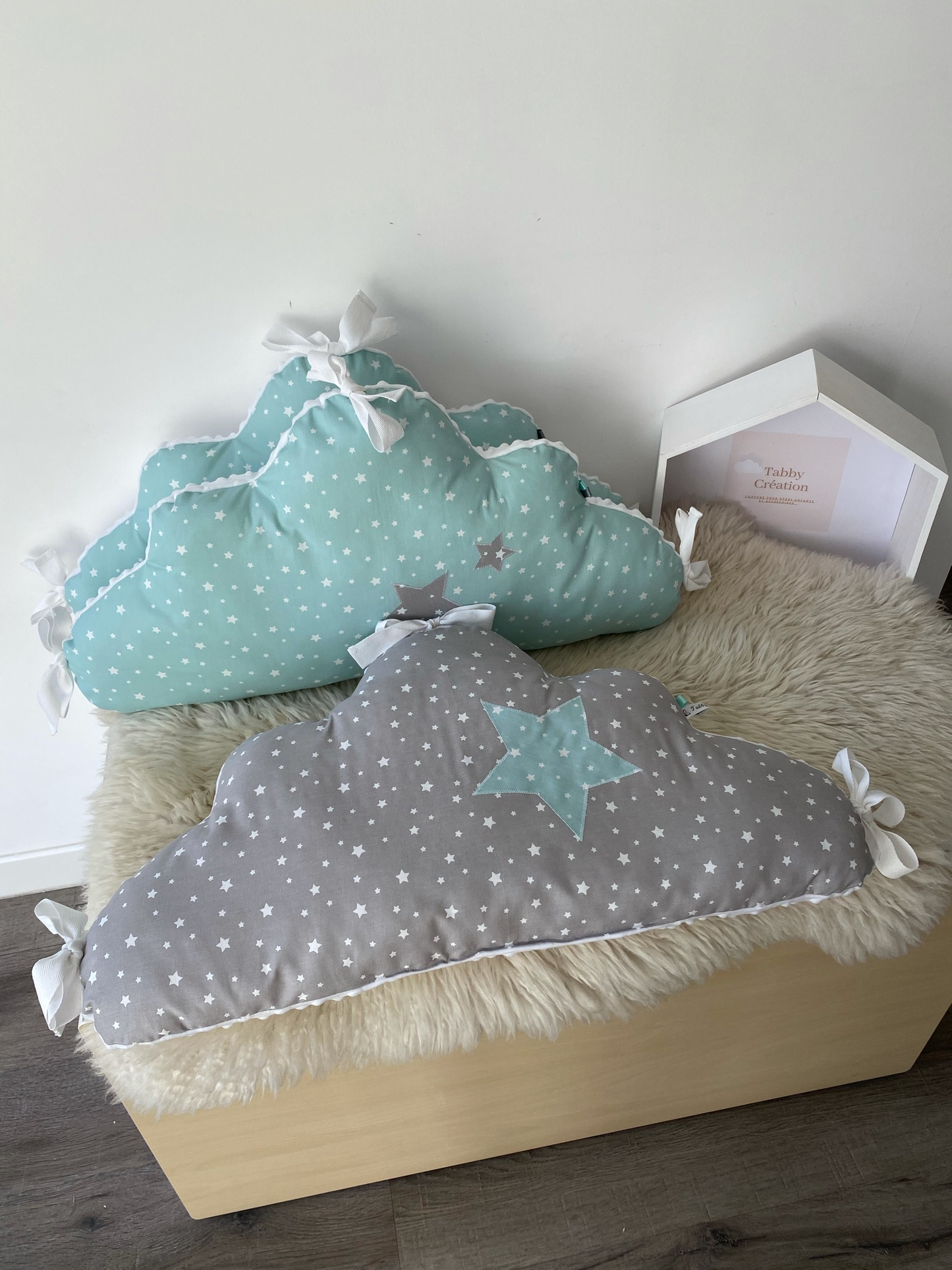 Tour de lit 3 coussins ☁️ vert d’eau ⭐️PROMO