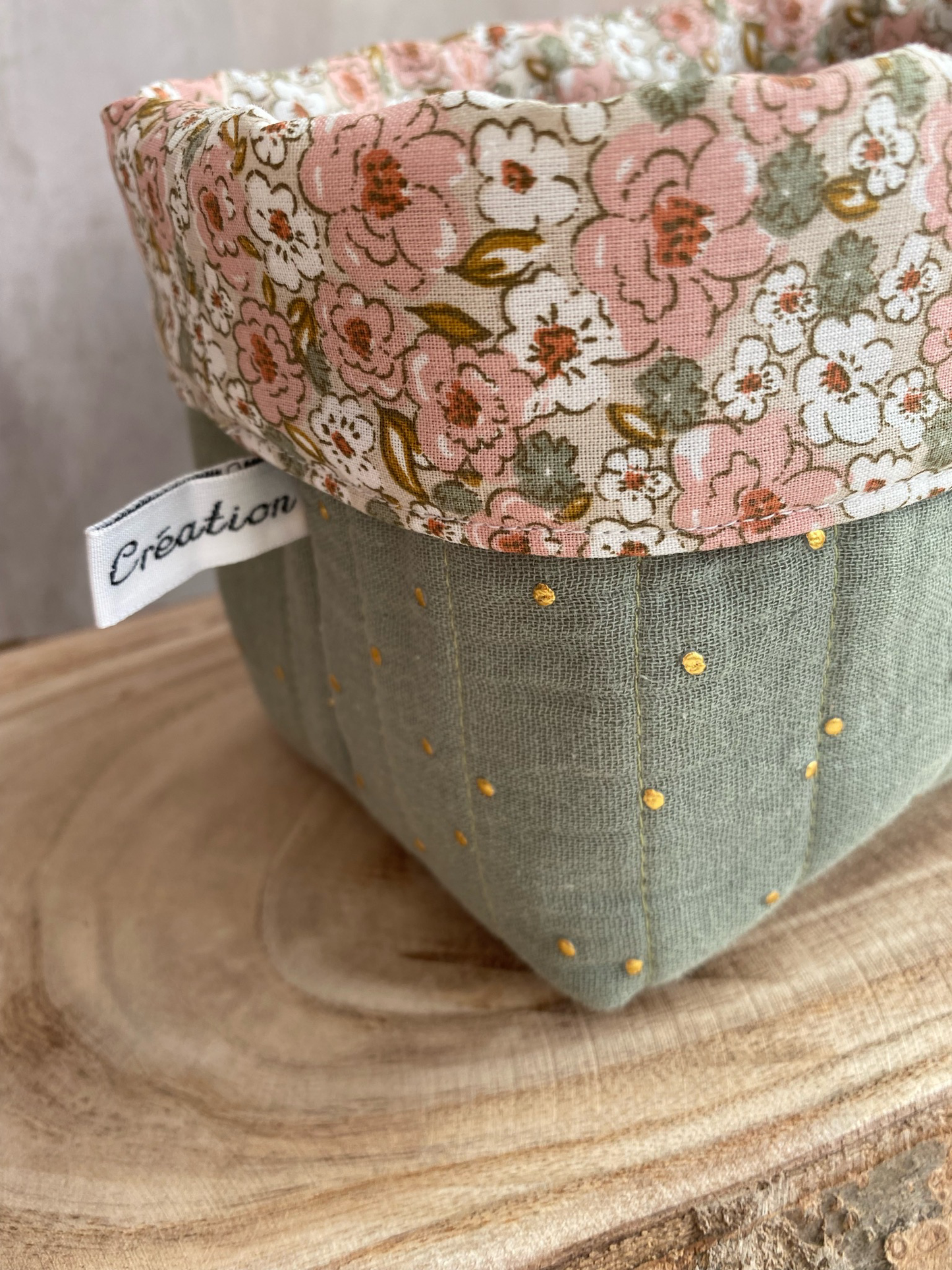 Panier Matelassé Réversible Fleuris Pastel