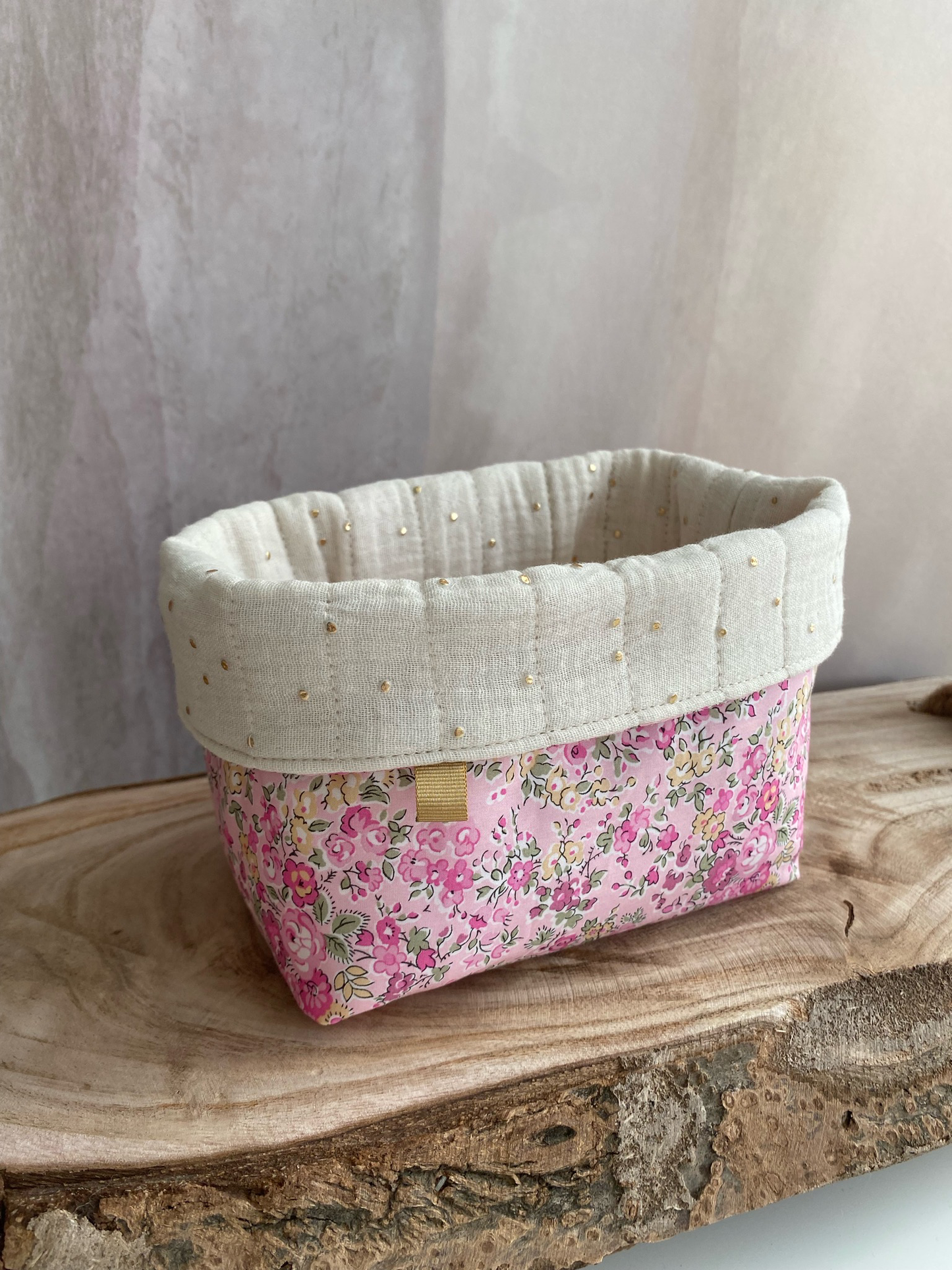 Panier réversible matelassé Blanc Fleurs.