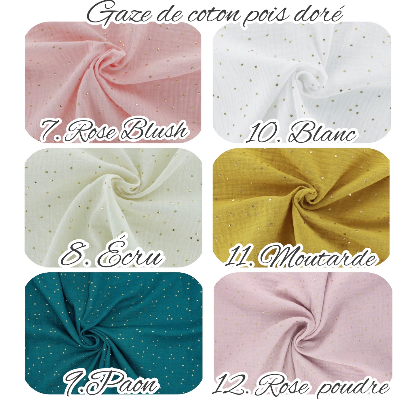 Attache tétine gaze de coton pois doré