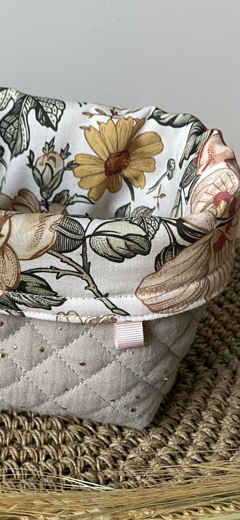 Petit Panier Matelassé BioDeluxe Fleurs vintage