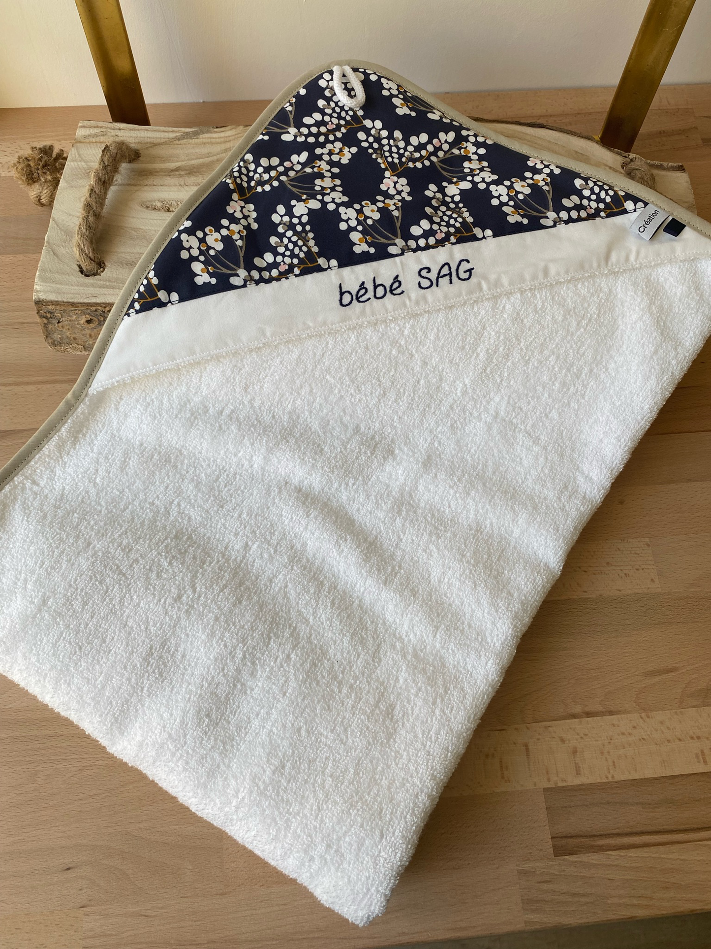 Cape de bain bébé Feuilles de coton