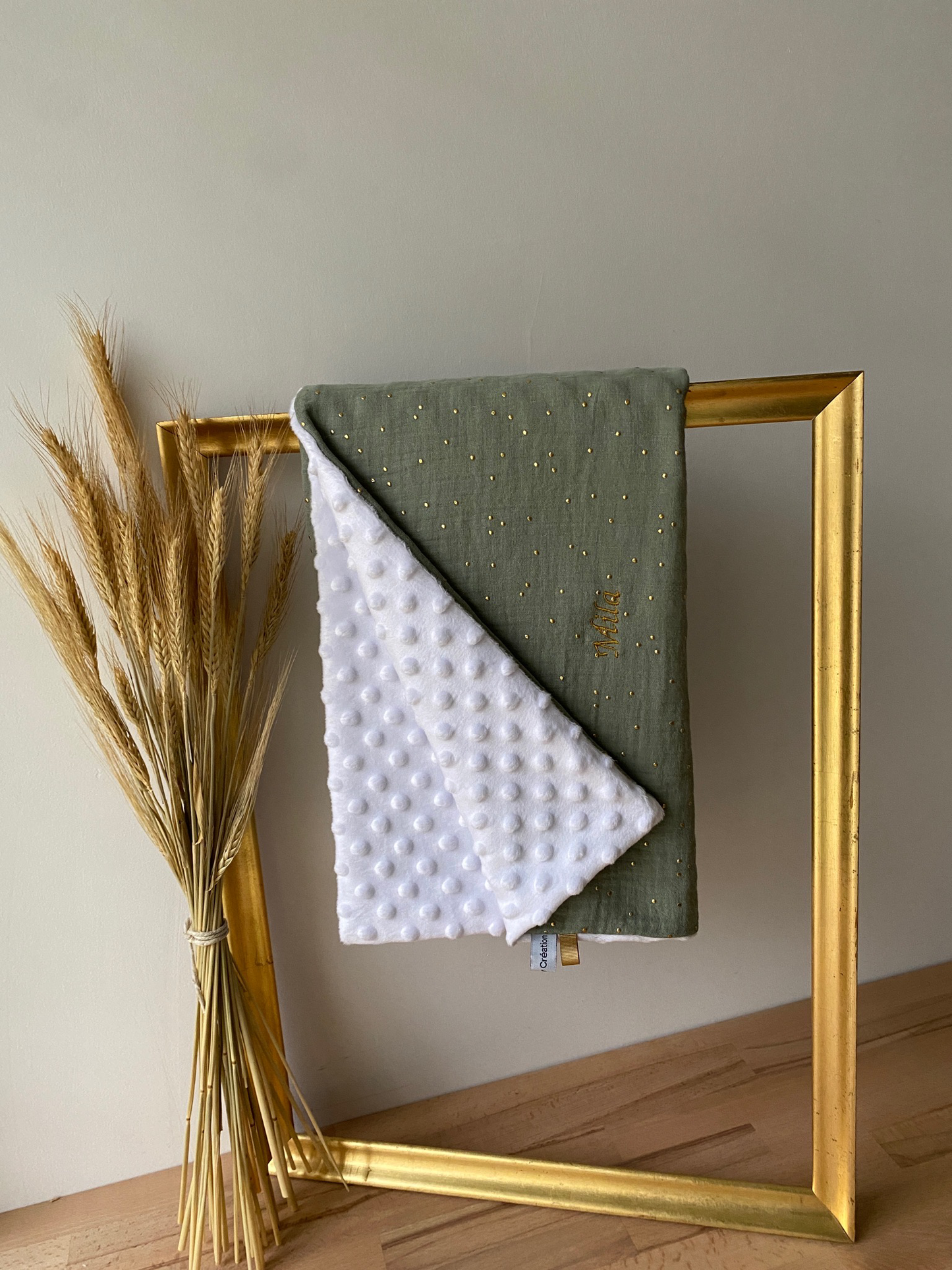 Couverture pour bébé doublé Vert sauge