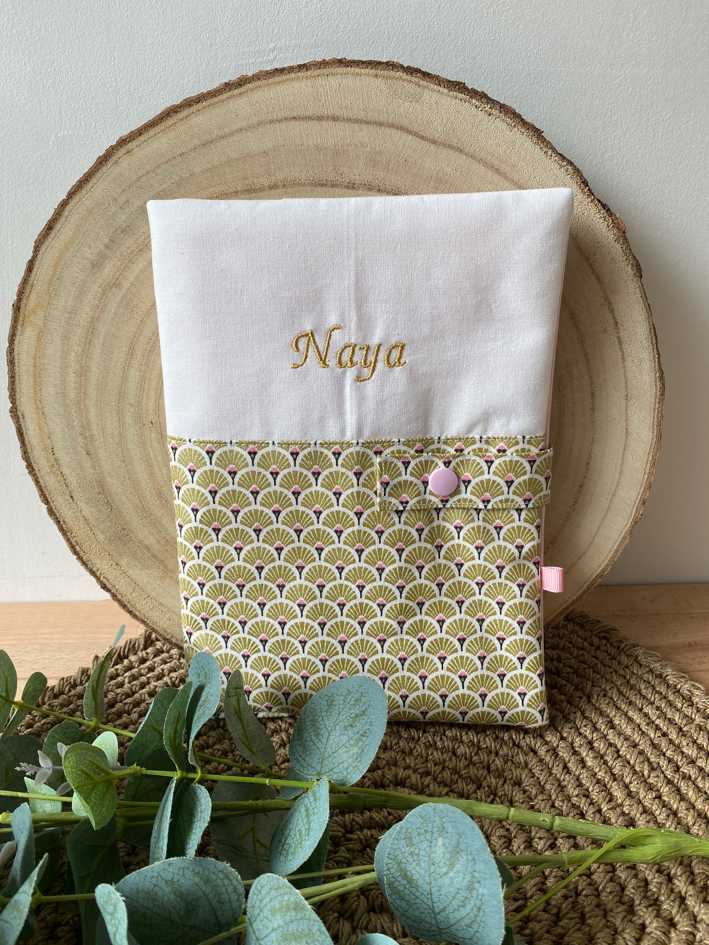 Protège carnet de santé Éventail doré