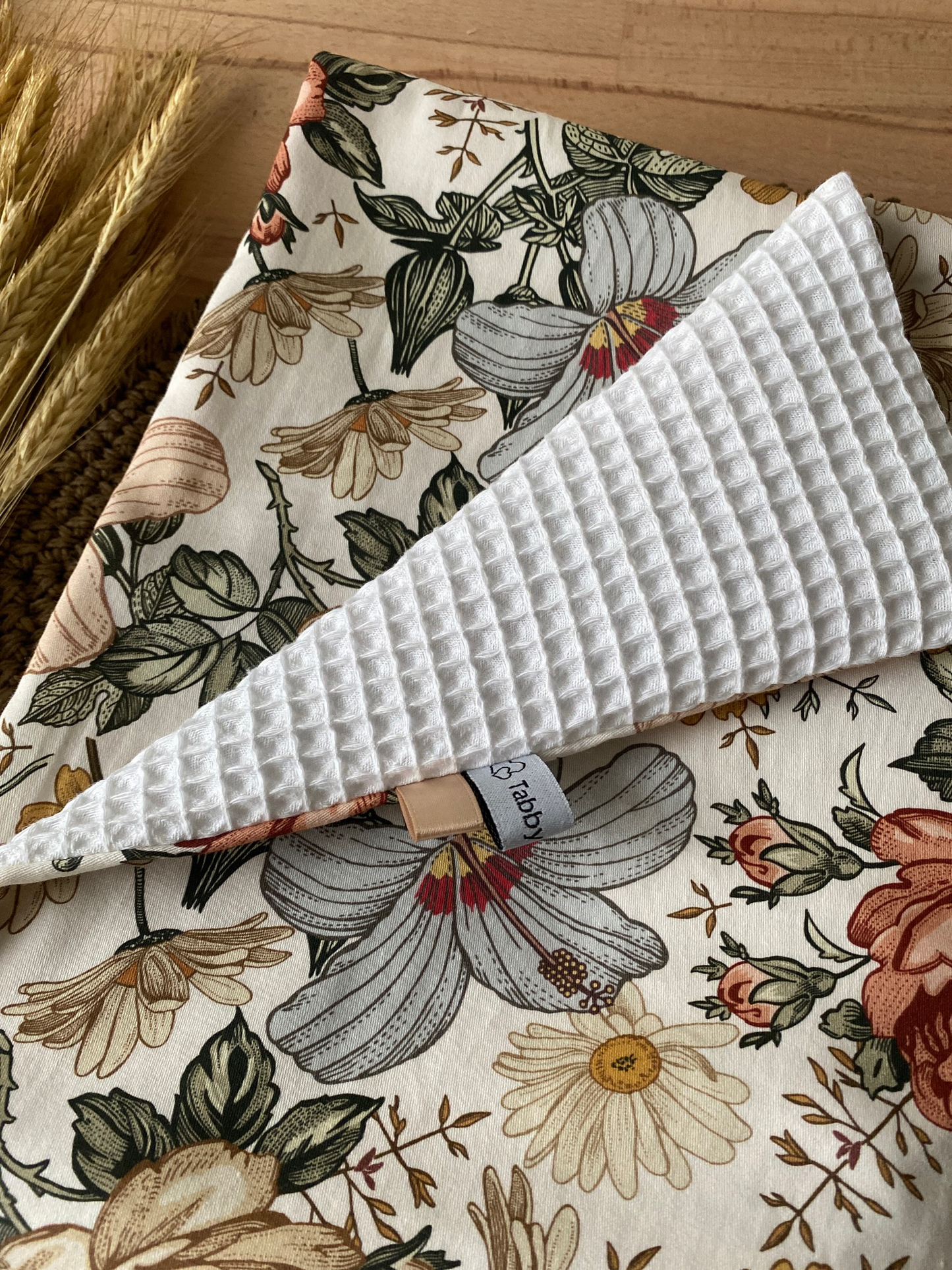 Couverture bébé bi-face motifs fleurs vintage