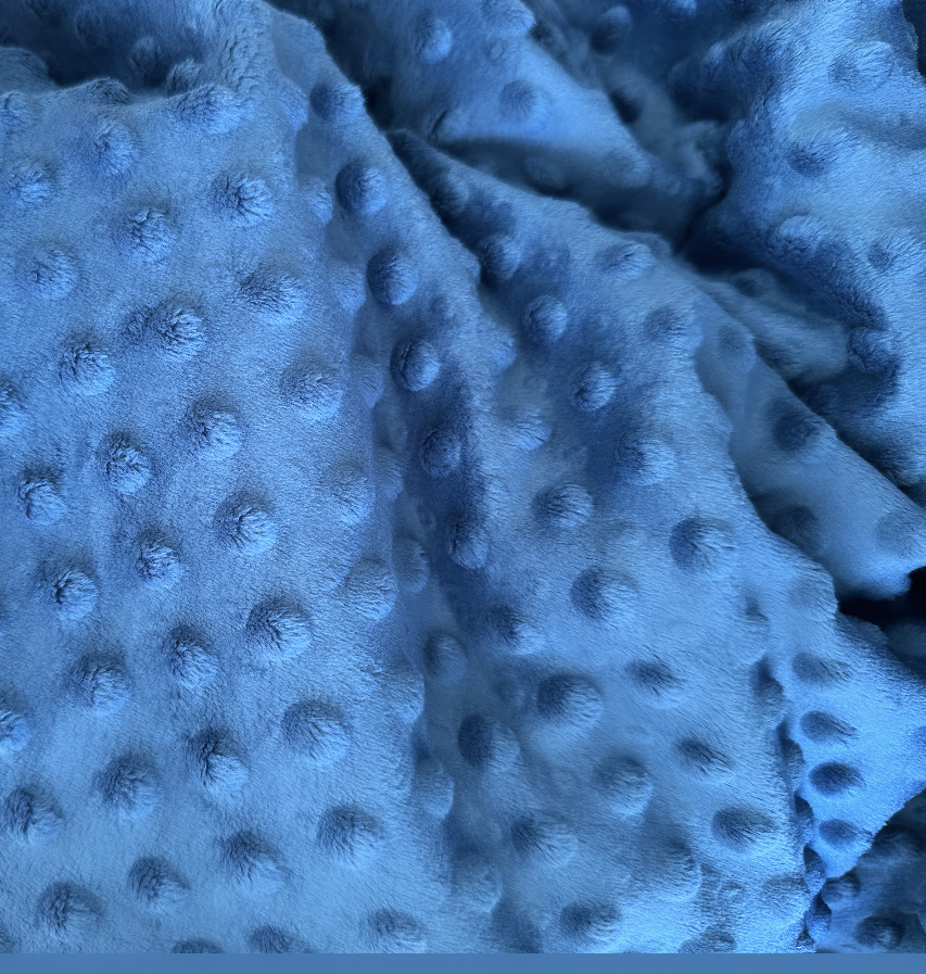 Tissu Minky à pois uni Bleu