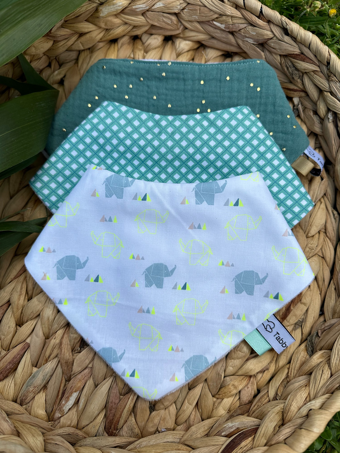 Lot 3 Bavoirs Bandana Elephant ⭐️PROMO