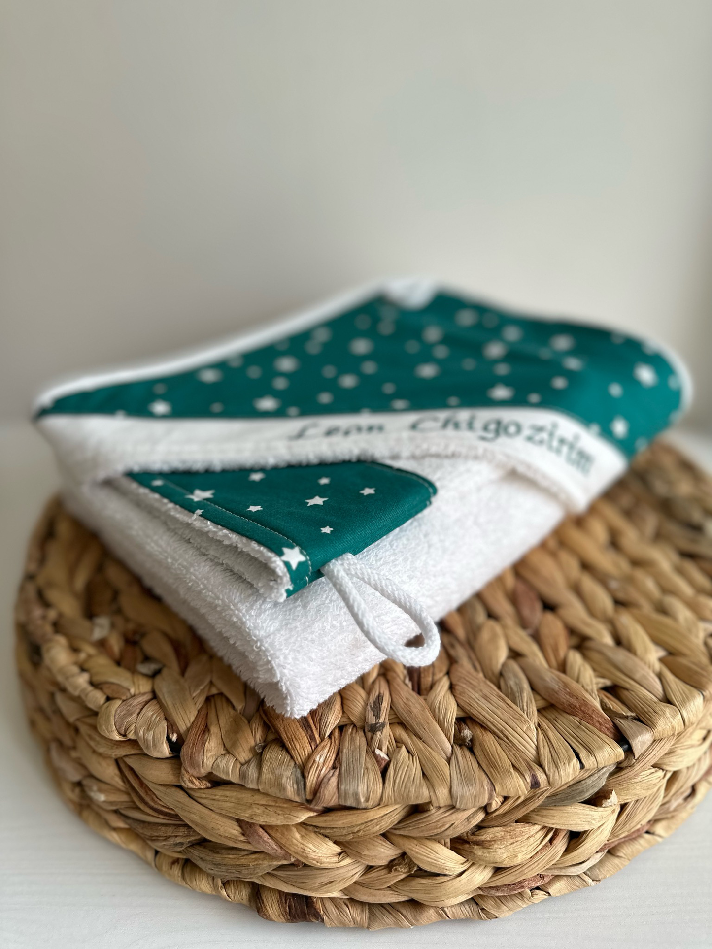 Cape de bain bébé Vert Étoiles 🌟