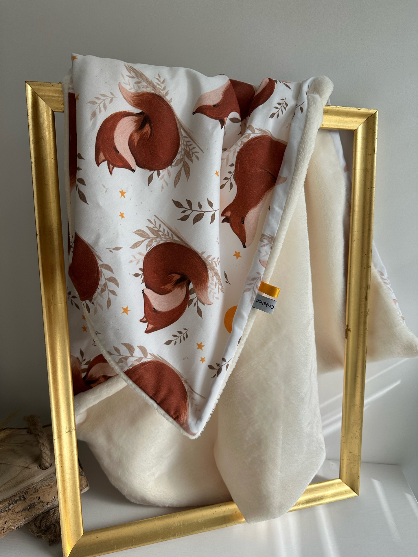Couverture bébé bi-face motifs renards