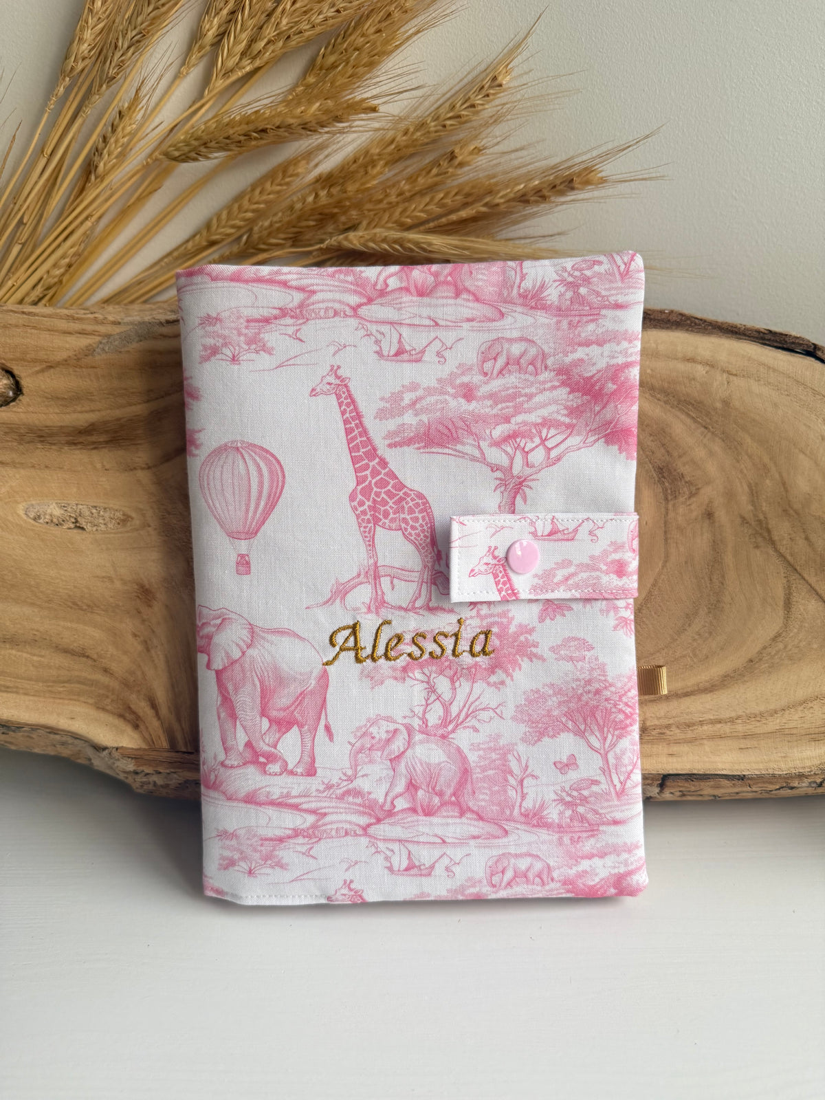 Protège Carnet de Santé & Toile de Jouy Safari - Personnalisable