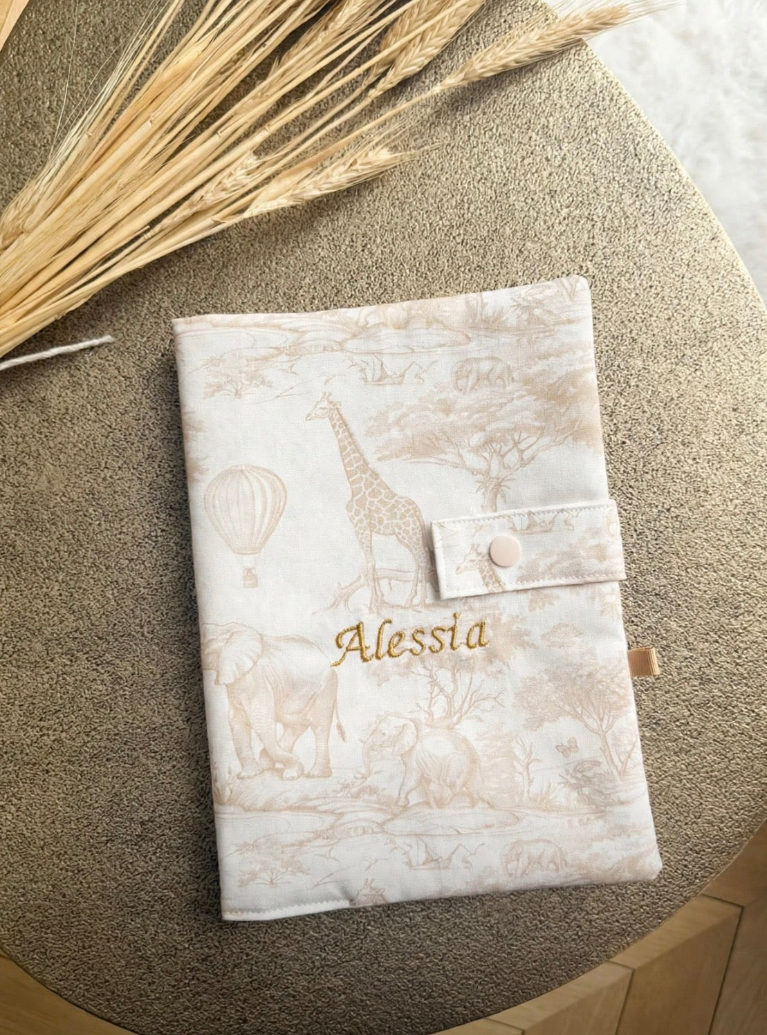 Protège Carnet de Santé & Toile de Jouy Safari - Personnalisable