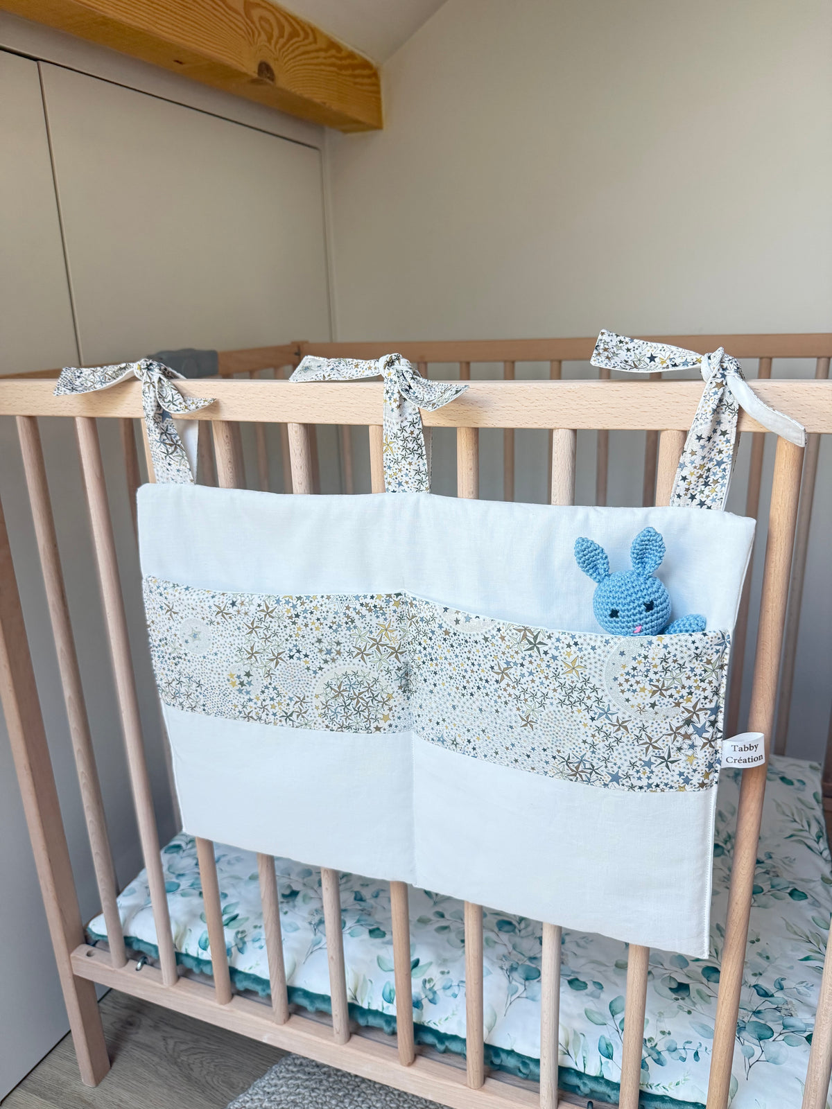 Rangement Lit Bébé 2 Poches - Liberty Adelajda- Organiseur Lit - Fait Main