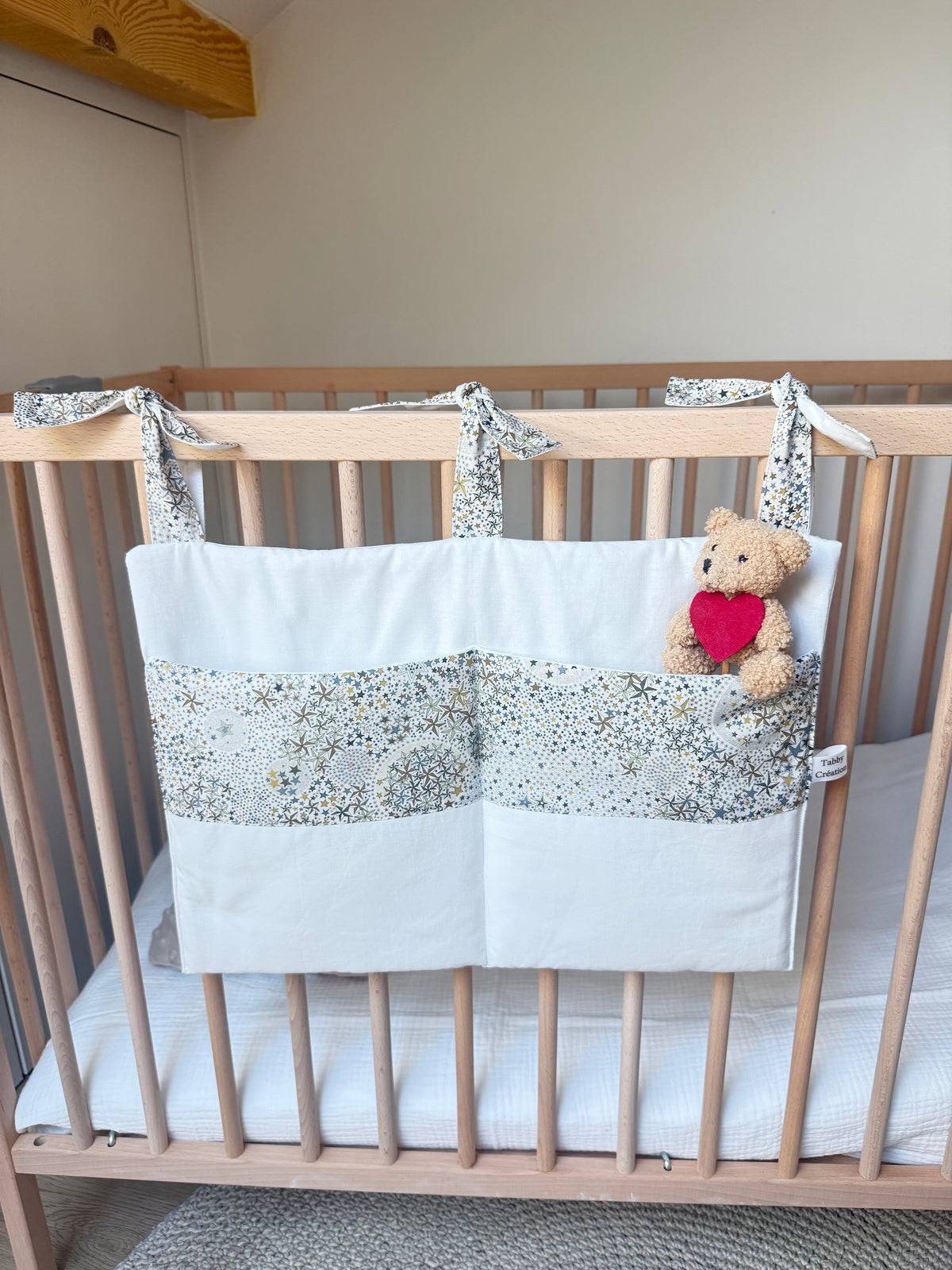 Rangement Lit Bébé 2 Poches - Liberty Adelajda- Organiseur Lit - Fait Main