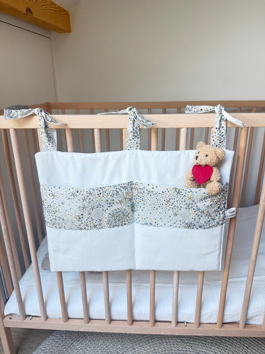 Rangement Lit Bébé 2 Poches - Liberty Adelajda- Organiseur Lit - Fait Main