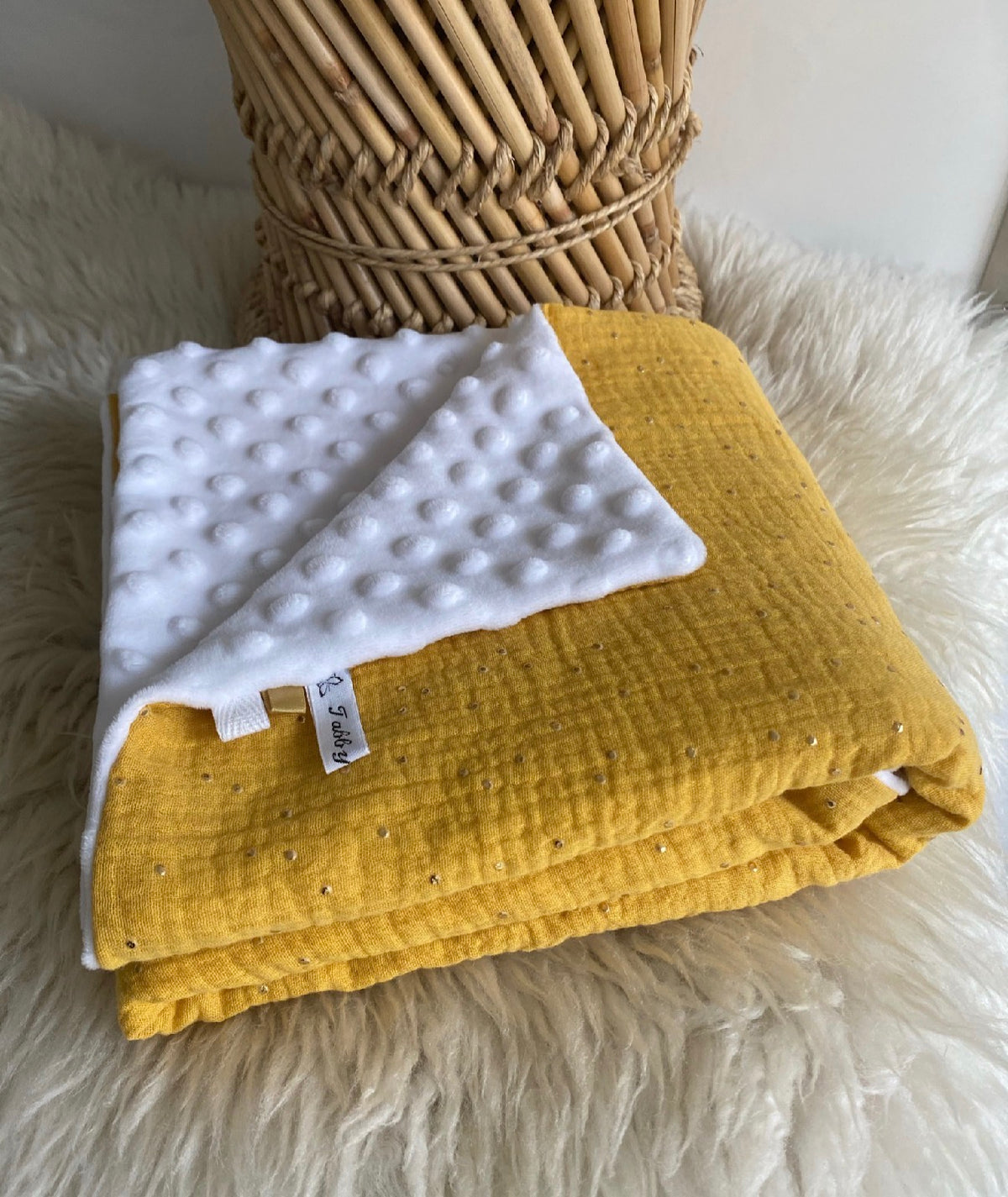 Couverture Bébé Personnalisable - Double Gaze & Minky Doux - 13 Coloris
