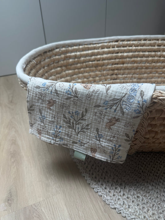 Lange Bébé Gaze de Coton - Motif Feuillage et Lapins