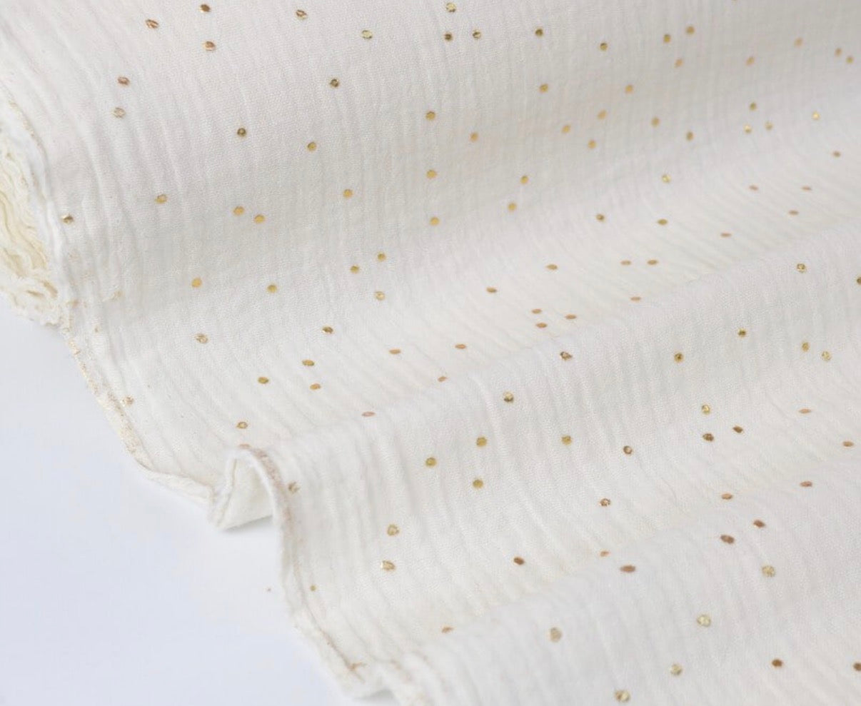 Gaze de coton à pois doré-Pimiz coloris Écru-certifié Oeko Tex