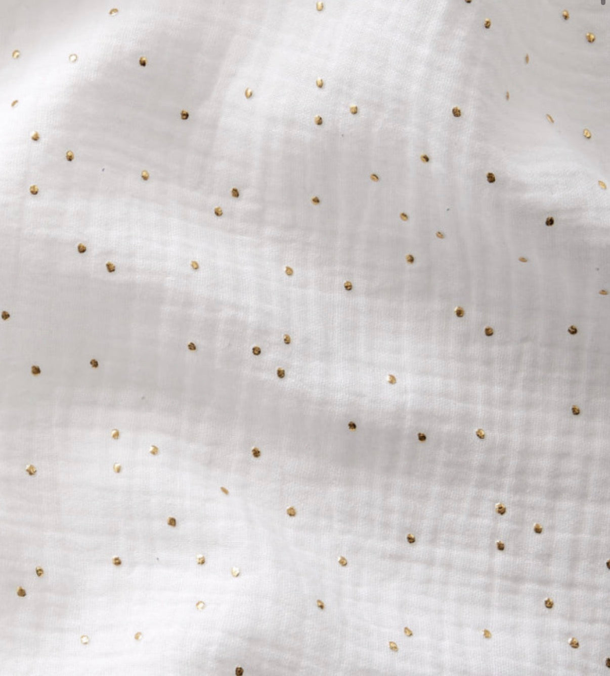 Gaze de coton à pois doré -Pimiz coloris Blanc-certifié Oeko Tex