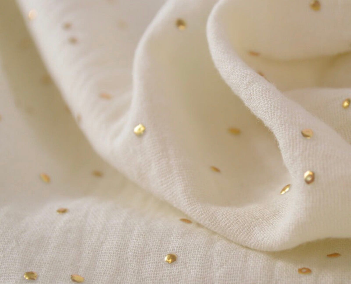 Gaze de coton à pois doré-Pimiz coloris Écru-certifié Oeko Tex