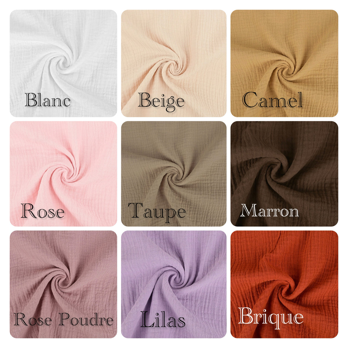 Doudou Plat Lapin Personnalisable - Gaze Coton Uni - 16 Coloris