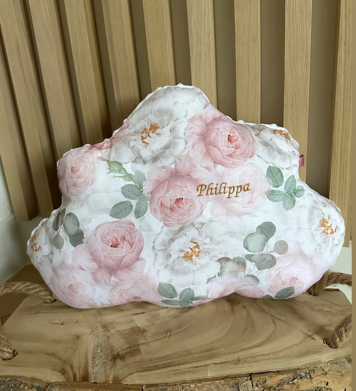 Coussin nuage fleuri bi-face personnalisable  *4 choix tissus