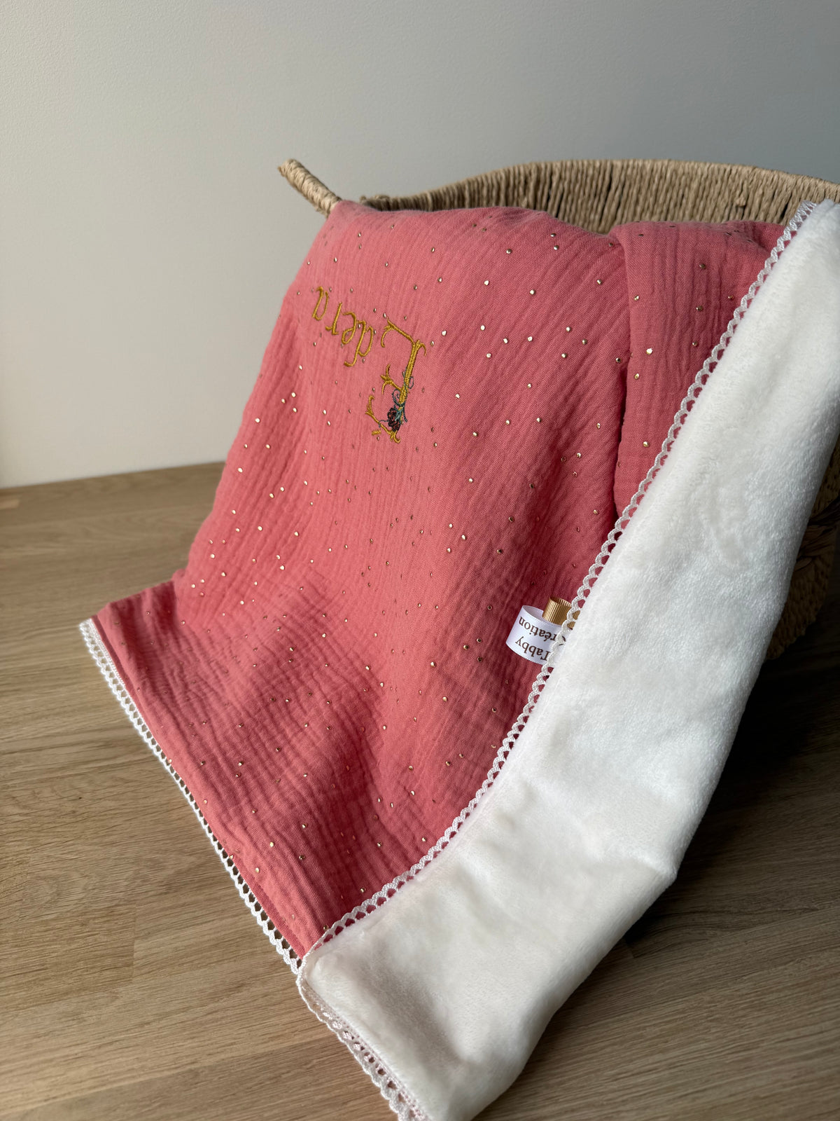 Couverture Bébé  - Bordure Broderie - 13 Coloris & Personnalisable