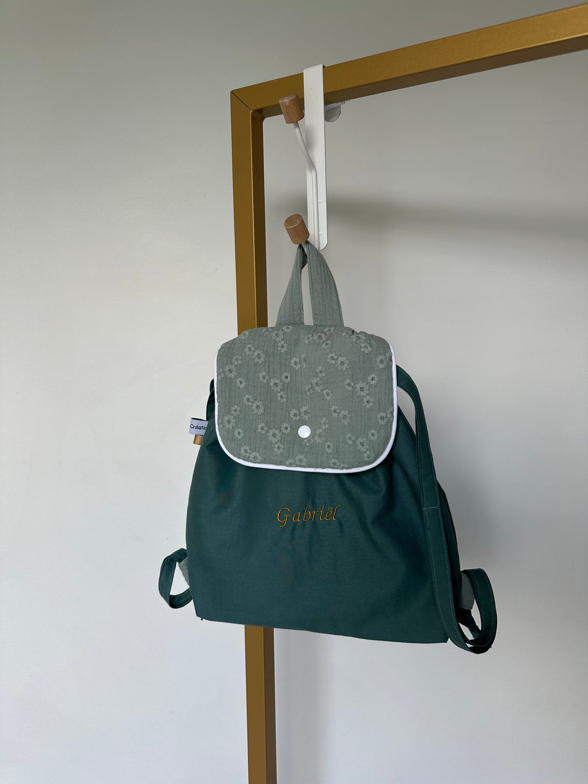 Sac à Dos Crèche Maternelle Personnalisé - Gaze Coton Broderie Anglaise