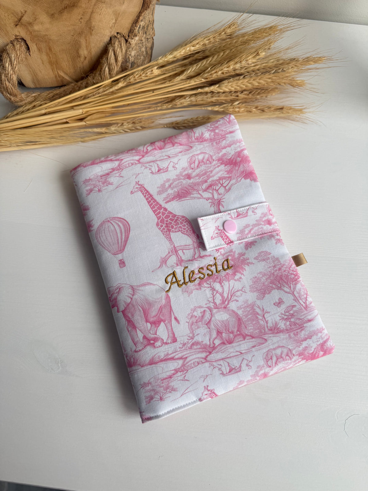Protège Carnet de Santé & Toile de Jouy Safari - Personnalisable