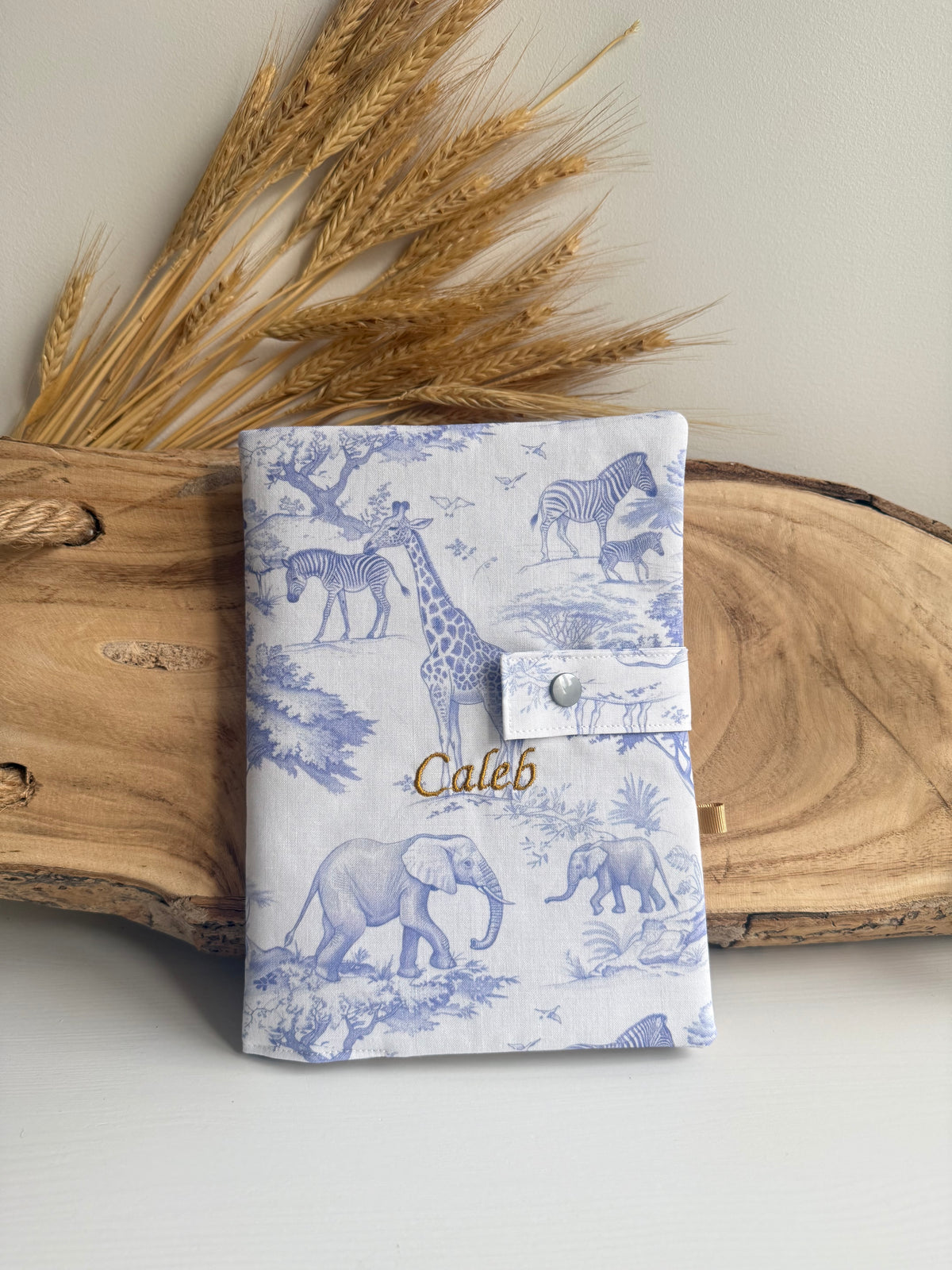 Protège Carnet de Santé & Toile de Jouy Safari - Personnalisable