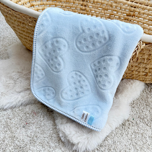 Couverture douillette pour bébé  bleu ciel cœurs - PROMO